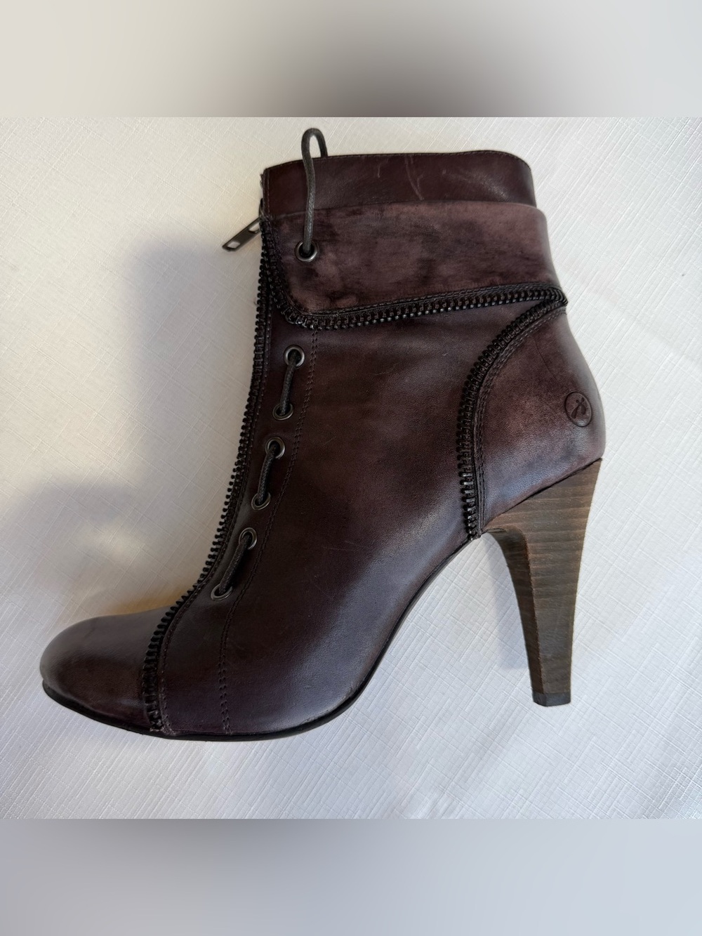 Bronx Women's Brown Leather High-Heel Ankle Boot